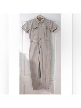 YFB Young Fabulous & Broke | Aviator Short Sleeve Jumpsuit in Tan